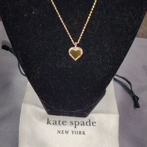 kate spade Gold Heart Pendant Necklace with Pink Enamel
